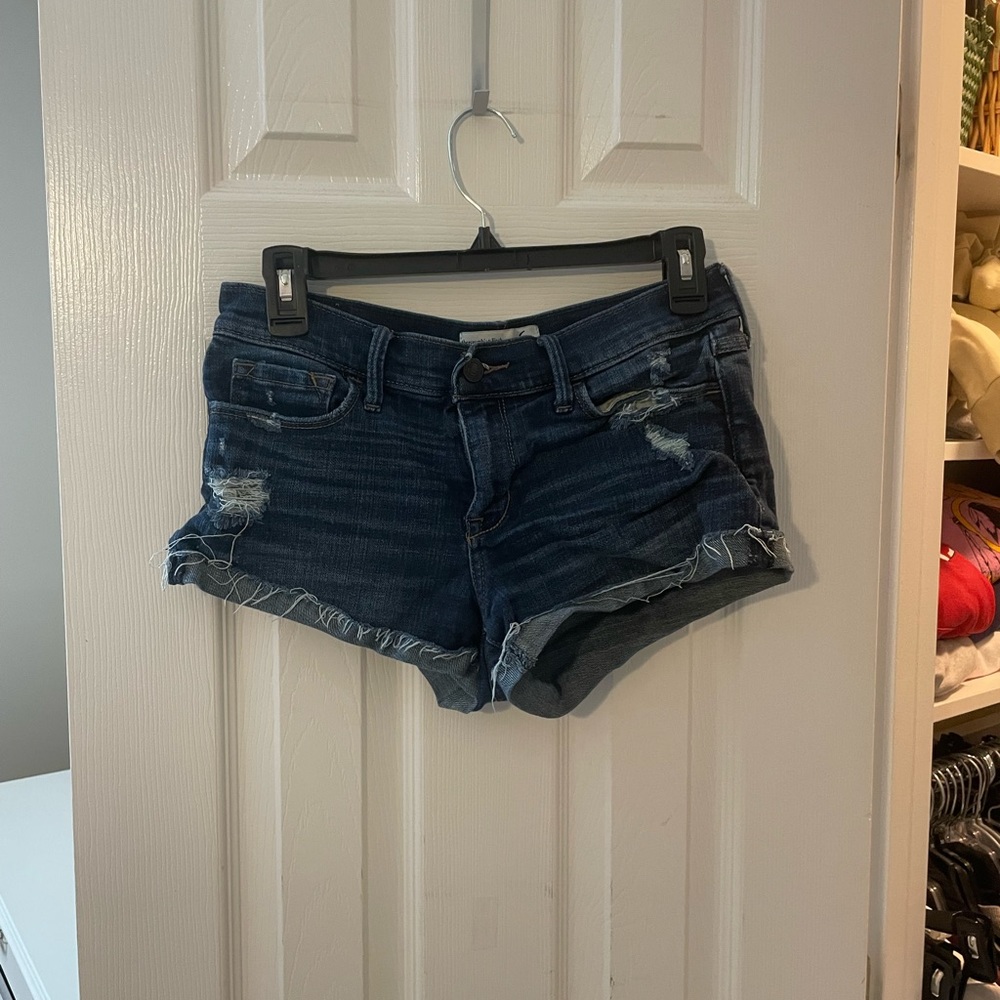 Abercrombie & Fitch Low Rise dark wash short Jean shorts